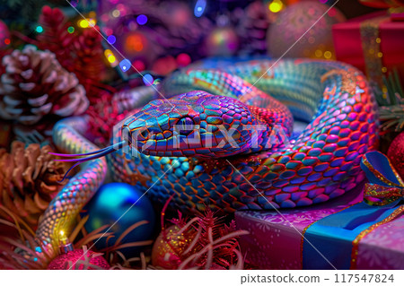 Beautiful greeting card with holiday composition for happy and joy celebrate New Year 117547824