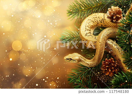 Beautiful greeting card with holiday composition for happy and joy celebrate New Year Beautiful greeting card with holiday composition for happy and joy celebrate New Year 117548180