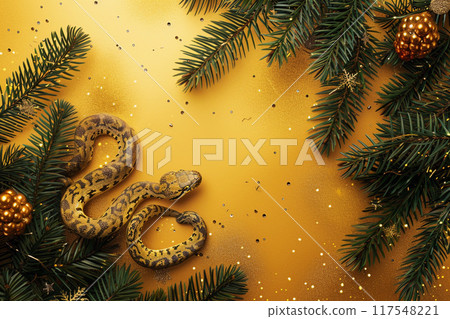 Beautiful greeting card with holiday composition for happy and joy celebrate New Year 117548221