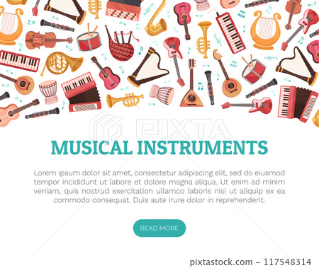 Musical Festival Banner Design with Instrument Vector Template Musical Festival Banner Design with Instrument Vector Template 117548314