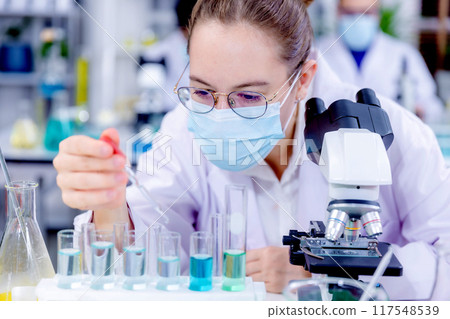 Scientist or pharmacist work in scientific lab. Medical Development Laboratory.  117548539
