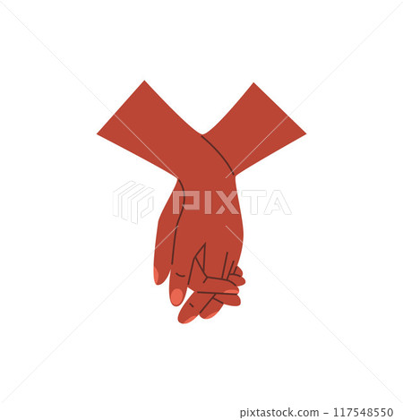 Vector illustration of hands touching in flat style on isolated background. 117548550