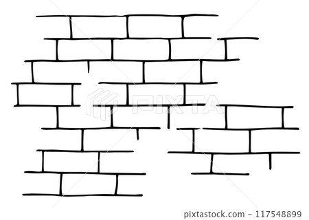 brick texture, linear drawing in doodle style. 117548899
