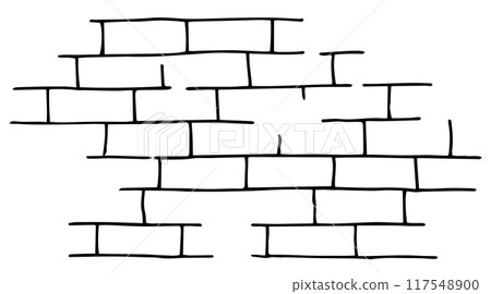 brick texture, linear drawing in doodle style. 117548900