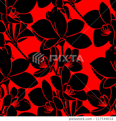 seamless black and red floral pattern, monochrome ornament, design, texture seamless black and red floral pattern, monochrome ornament, design, texture 117549018