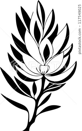Simple black graphic design of magnolia flower, logo, tattoo 117549025