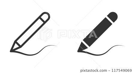 Pencil icon isolated on a white background. Vector illustration. Pencil icon isolated on a white background. Vector illustration. 117549069