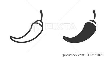 Chili icon isolated on a white background. Vector illustration. Chili icon isolated on a white background. Vector illustration. 117549070