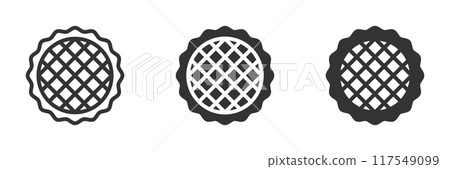 Waffle icons with crisscross patterns, perfect for bakery, dessert, and food themes. Vector illustration. Waffle icons with crisscross patterns, perfect for bakery, dessert, and food themes. Vector illustration. 117549099