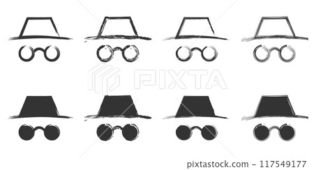Hand drawn spy icon set. Vector illustration. 117549177