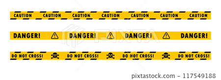 Warning yellow tape. Vector illustration. Warning yellow tape. Vector illustration. 117549188