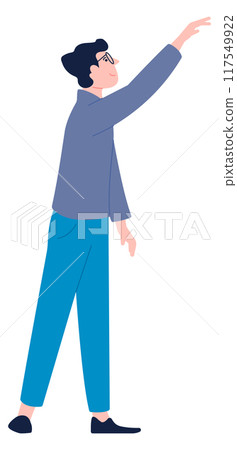 Man reaching up. Standing person with raised hand 117549922