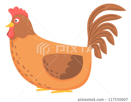 Cute hen color icon. Countryside chicken animal 117550007