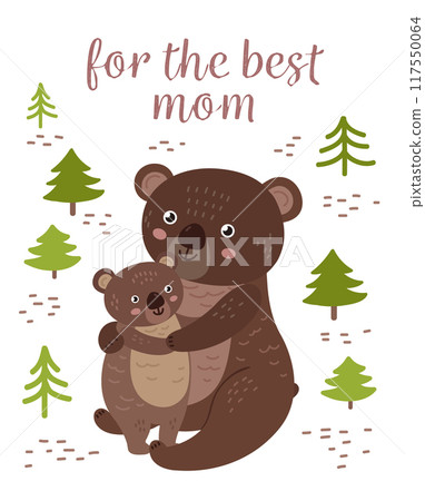 Best mom card template with cute mother bear Best mom card template with cute mother bear 117550064