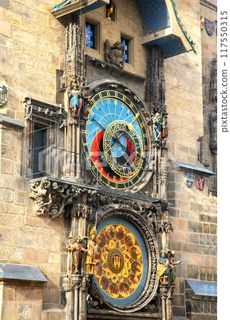 Prague Astronomical Clock on Old Town Hall Tower Prague Astronomical Clock on Old Town Hall Tower 117550315