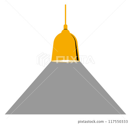 Hanging ceiling lamp with lit light. Interior decor Hanging ceiling lamp with lit light. Interior decor 117550333