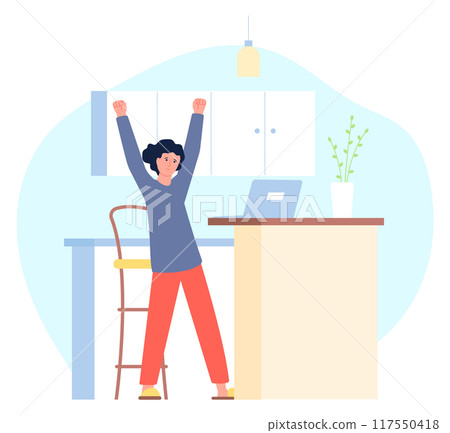 Office exercise. Remote employee workout. Fitness training 117550418