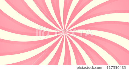 Candy spiral background. Pink rays swirl. Lollipop texture swirl. Retro psychedelic design 117550483