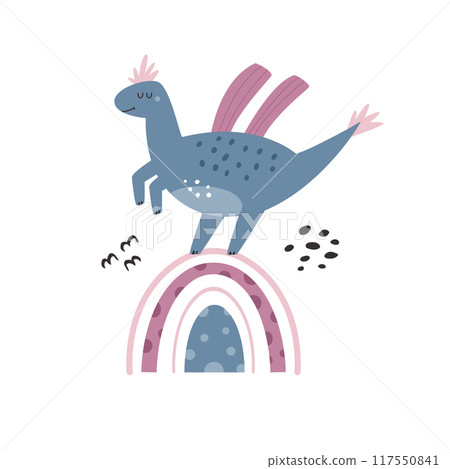 Vibrant Hand-Drawn Vector Cartoon Dinosaur Illustrations Vibrant Hand-Drawn Vector Cartoon Dinosaur Illustrations 117550841