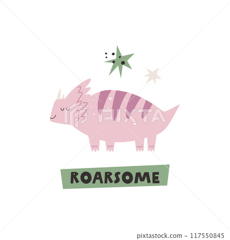 Vibrant Hand-Drawn Vector Cartoon Dinosaur Illustrations Vibrant Hand-Drawn Vector Cartoon Dinosaur Illustrations 117550845