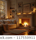 Cozy Living Room with Beautiful Fireplace, Creating a Warm and Inviting Ambiance Cozy Living Room with Beautiful Fireplace, Creating a Warm and Inviting Ambiance 117550911