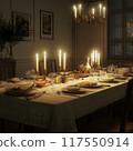 Elegant and Beautiful Candlelit Dinner Table Setting Designed for Fine Dining Elegant and Beautiful Candlelit Dinner Table Setting Designed for Fine Dining 117550914