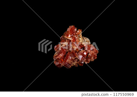 Macro mineral stone Vanadinite on a black background Macro mineral stone Vanadinite on a black background 117550969