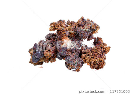macro mineral stone copper with cuprite on a white background 117551003