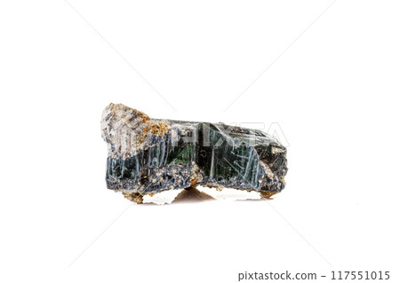 Macro stone Vivianite mineral on white background 117551015