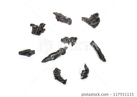 Macro stone mineral meteorite tektite on white background 117551115