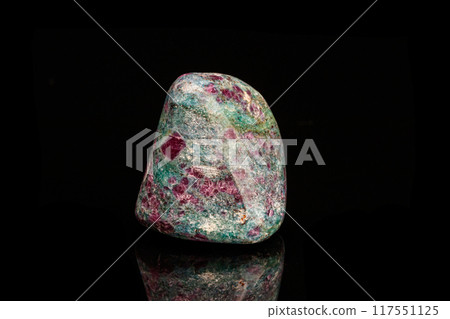 macro mineral stone ruby black background 117551125