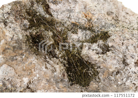 Macro of a mineral stone Vesuvianite on a white background 117551172