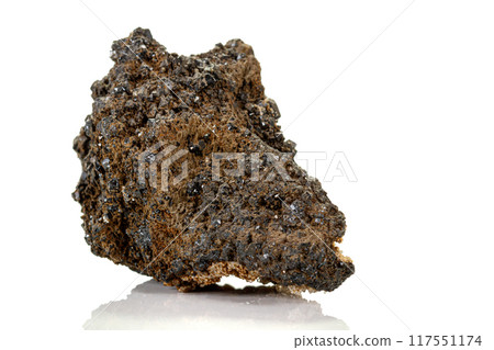 Macro of a mineral stone Vesuvianite on a white background 117551174