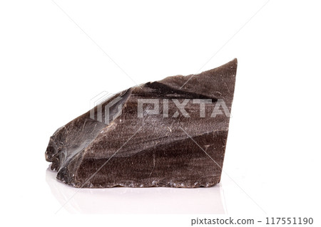 Macro stone obsidian mineral on white background Macro stone obsidian mineral on white background 117551190