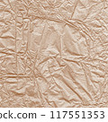 Kraft paper texture.Craft wrapping paper. The texture of a flat crumpled sheet of cellulose products. Old tattered page surface background. Eco-friendly empty aged recyclable packaging. 117551353