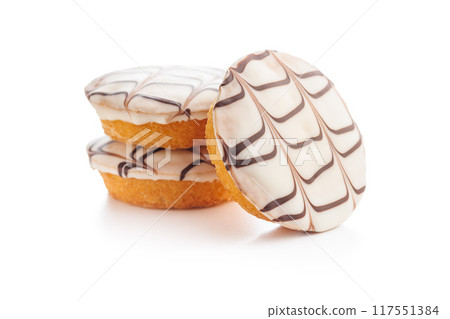 Sweet dessert with sugar coating isolated on white background. 117551384