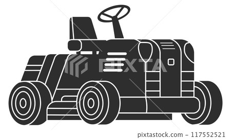 Grass trimming tractor black icon. Lawn cutting Grass trimming tractor black icon. Lawn cutting 117552521