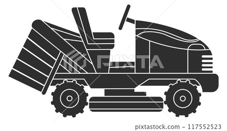 Grass cutting machine black icon. Lawn mower Grass cutting machine black icon. Lawn mower 117552523