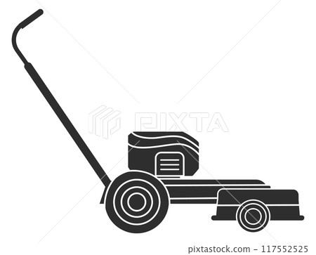 Lawn trimming machine black icon. Push mower Lawn trimming machine black icon. Push mower 117552525