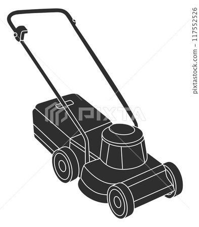 Lawn rotary trimmer. Mower machine black icon Lawn rotary trimmer. Mower machine black icon 117552526