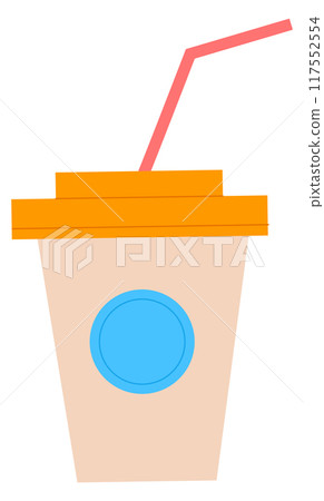 Takeaway drink disposable cup. Beverage color icon Takeaway drink disposable cup. Beverage color icon 117552554
