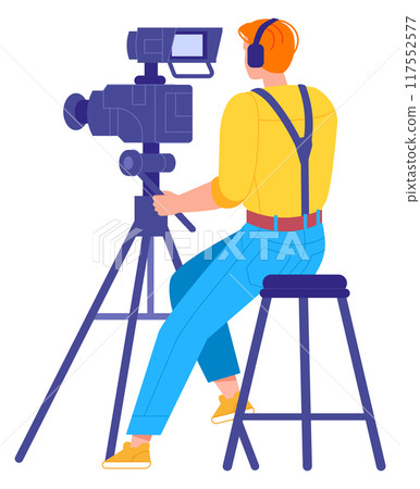 Movie operator color character. Professional cinema worker Movie operator color character. Professional cinema worker 117552577