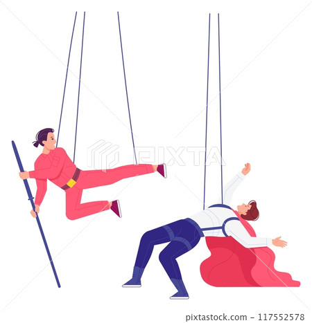 Movie scene shooting. Actors or stunts fighting on studio Movie scene shooting. Actors or stunts fighting on studio 117552578