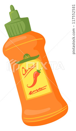 Tabasco spice bottle. Hot sauce cartoon icon Tabasco spice bottle. Hot sauce cartoon icon 117552581