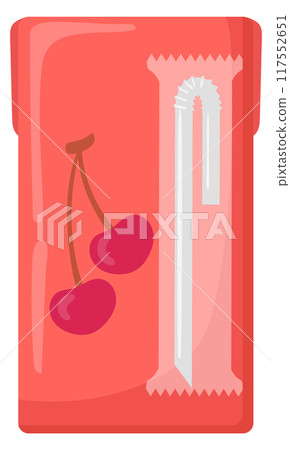 Cherry juice paper box. Drink cartoon icon Cherry juice paper box. Drink cartoon icon 117552651