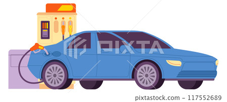 Car refuel on gas station. Petrol industry service 117552689