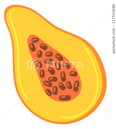 Papaya color icon. Fruit half cut symbol 117552696