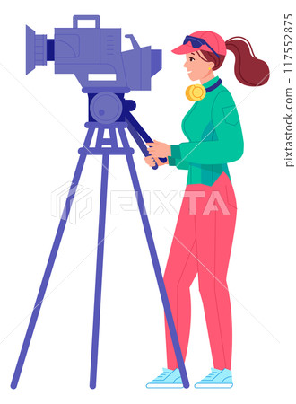 Video operator. Female tv shooting crew worker 117552875