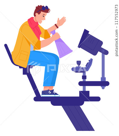 Movie production director. Film crew color character Movie production director. Film crew color character 117552973