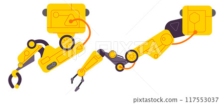 Industrial robot arms. Factory automatic manipulators icon Industrial robot arms. Factory automatic manipulators icon 117553037